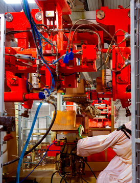 Large-scale factory robotic arm assembly line