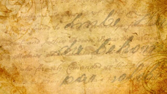 Antique Handwritten Letter Background with Floral Ornaments Loop