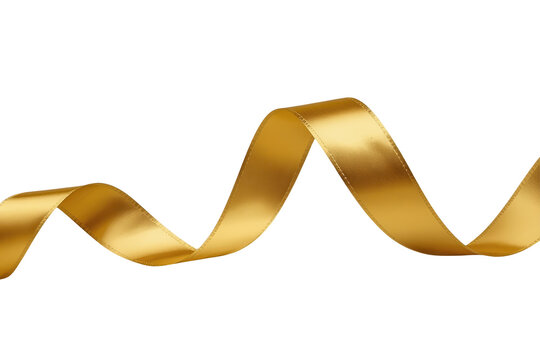 Glossy gold ribbon forming deep decorative loops
