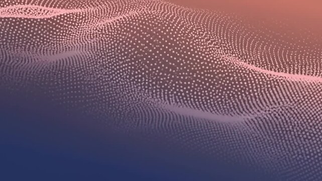 Abstract digital visualization of flowing light waves in blue and red.