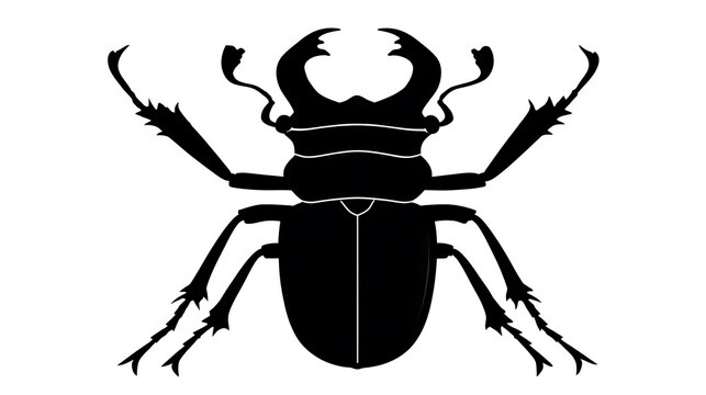 A silhouette of a stag beetle, a type of insect known for its prominent mandibles