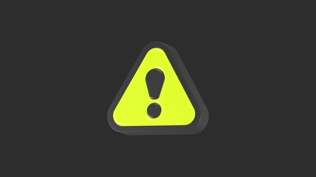 Motion 3D yellow triangular warning sign with an exclamation mark in the center, which is a universal symbol for caution, alert, or a potential hazard