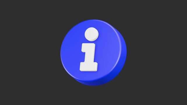 Motion 3D-style blue circular information button featuring a bold, lowercase white i symbol