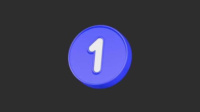 3D blue circular icon or coin-like graphic featuring a white number one