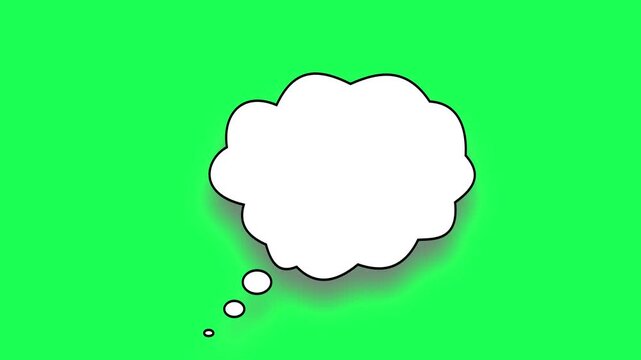 Blank white thought bubble on green background