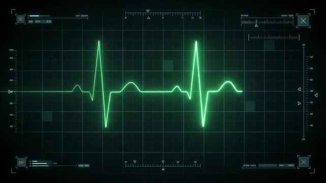 Green ecg heart monitor display with spikes