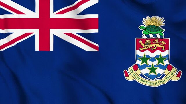 Cayman Islands National Flag Waving in Wind with Realistic Fabric Texture, Seamless Loop Animation 4K