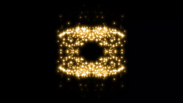 Sparkling gold star particles trail overlay effect, glowing fairy dust stream, magic golden stardust path on black background, abstract gold glitter bokeh background, magic fairy dust trail.4k video