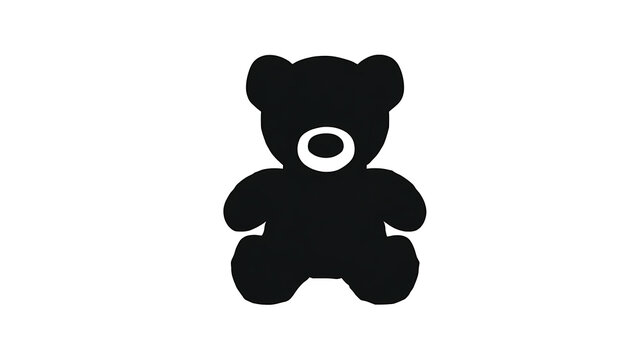 A simple black silhouette of a teddy bear