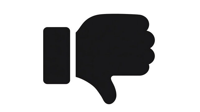 A black icon of a thumbs-down symbol indicating disapproval or dislike. The symbol is a silhouette of a hand with the thumb pointing downwards