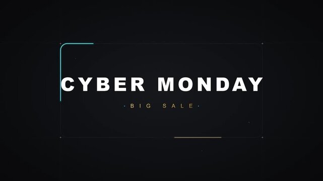 Cyber monday big sale motion title with minimalist animated border promotion marketing