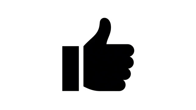 A black thumbs-up icon on a white background, indicating approval or agreement