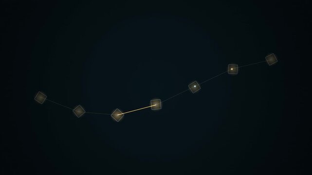 Abstract constellation of glowing stars connected by thin lines in dark space