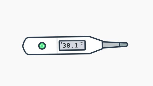 Digital thermometer measuring body temperature rising to fever level
