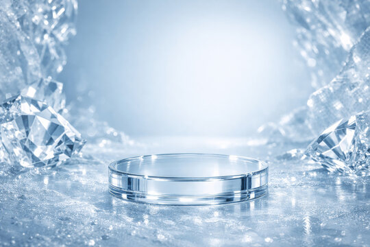 Diamond Frost Luxury Beauty Background with Crystal Skincare Display Concept