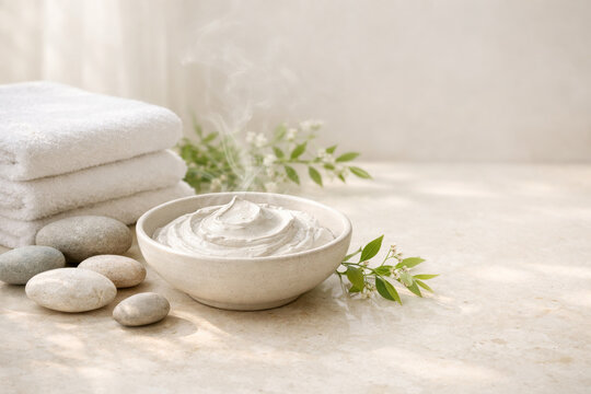 Luxury White Clay Spa Ritual Background for Premium Beauty and Skincare Products