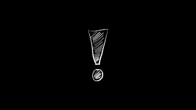 Hand-drawn chalk exclamation mark on black background.