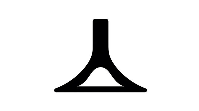 An abstract, stylized black symbol resembling an inverted 'Y' or a simplified human figure with a broad base and a narrow top, set against a plain white background.