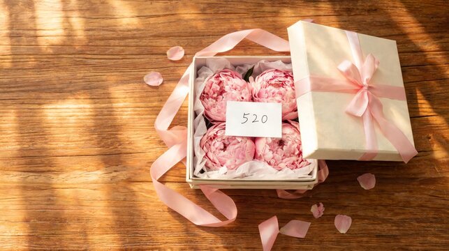 Pink flower gift box for a romantic 520 celebration