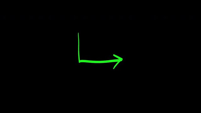 Minimal green hand-drawn arrow graph axis on black background.