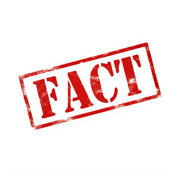 A red rubber stamp with the word fact