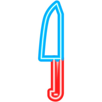 Chef Knife Cutlery Neon Sign. Glowing Icon. Vector Illustration of Kitchen Utensil and Menu Object.