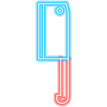 Cleaver Knife Neon Sign. Glowing Icon. Illustration of Kitchen Utensils and Cutlery Meat Object.