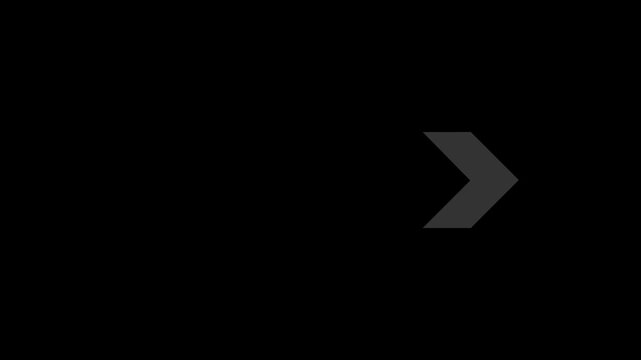 Minimalist grey arrow animation on black background, for user interface, and navigation pointer