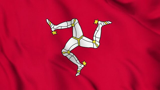 Isle of Man National Flag Waving in Wind with Realistic Fabric Texture, Seamless Loop Animation 4K