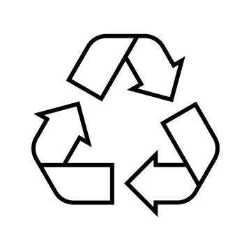 Recycle symbol icons on transparent background, PNG and SVG. Recycle vector with black outline.
