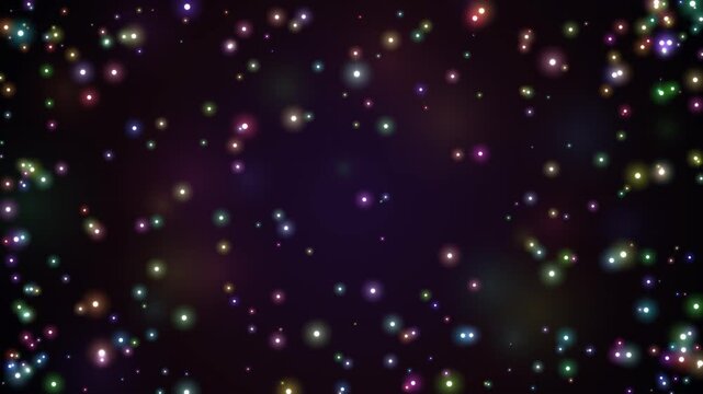 Glowing Colorful Bokeh Lights and Particles Floating on Dark Background, Abstract Magic Background admin
