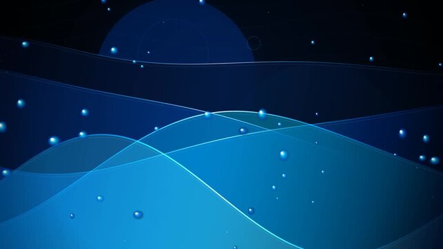 Abstract blue motion background featuring smooth flowing waves and glowing floating particles admin