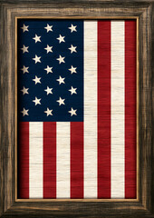 Fototapeta premium Background illustration with a wooden frame featuring the American Flag