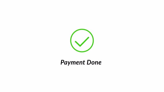 Check mark icon with payment successful text animation on transparent background, Payment successfully text animation, 4k video motion ,Tick mark payment done icon complete accept animation in 4K