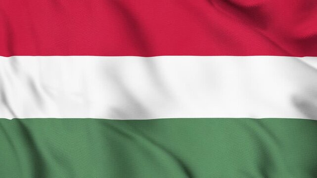 Hungary National Flag Waving in Wind with Realistic Fabric Texture, Seamless Loop Animation 4K