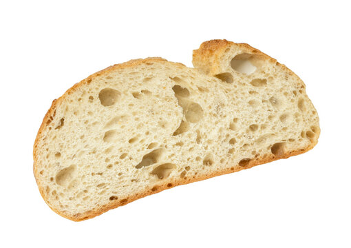 Slice of artisan white wheat bread isolated on transparent background