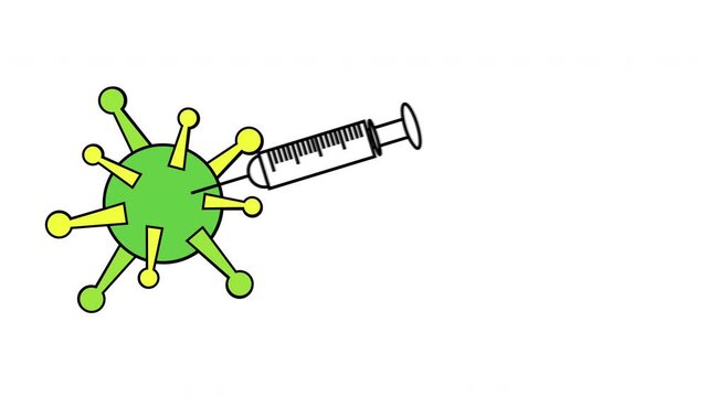 Medical syringe injecting and neutralizing a virus cell