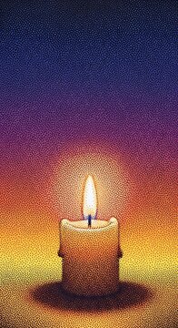 Radiant Single Candle Flame Illuminates Darkness with Peaceful Serenity