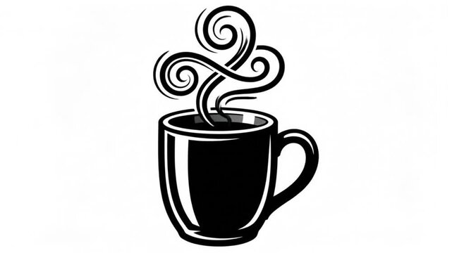 Hot Coffee Cup Cartoon Animation with Swirling Steam Motion