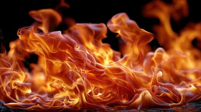 Blazing fire with swirling orange and red flames creating a warm energetic and dangerous background element