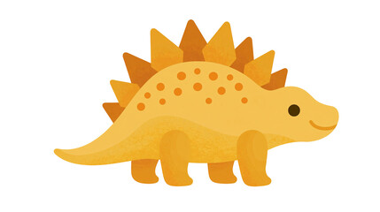 Cute yellow stegosaurus dinosaur with orange plates, isolated on transparent background © Evans