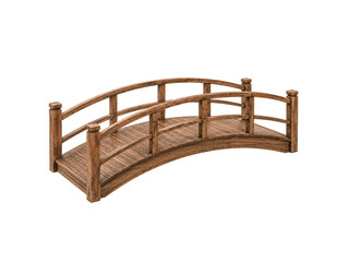 Fototapeta premium Old wooden bridge isolated on white background