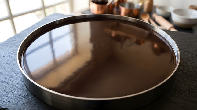 Dark tempered chocolate glossy smooth rich surface texture
