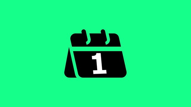 Black calendar showing the number one on a bright green background representing a specific date or deadline for business scheduling tasks