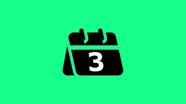 Black calendar showing the number three on a bright green background representing a specific date or deadline for business scheduling tasks
