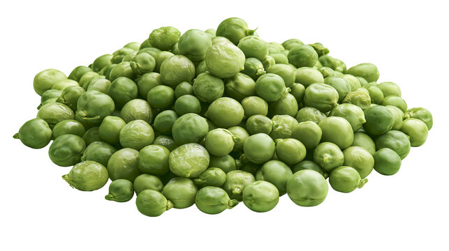 Pile of fresh green peas, isolated on transparent background