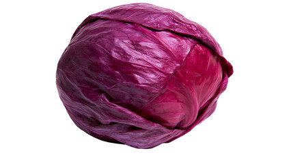 Obraz premium Whole red cabbage with vibrant purple leaves, isolated on transparent background