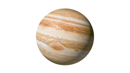 Swirling orange and white banded gas giant planet Jupiter, isolated on transparent background © Evans