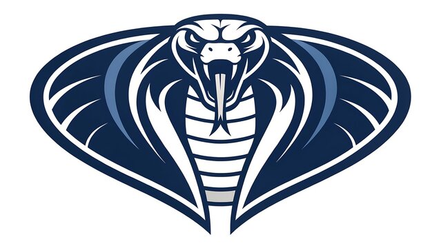 Minimal cobra with expanded hood, symmetrical vector artwork, premium sports branding, bold modern design, isolated background.