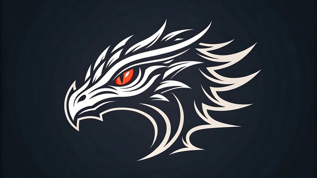 Minimal dragon eye with flame-inspired lines, premium gaming logo, sharp vector artwork, isolated background.